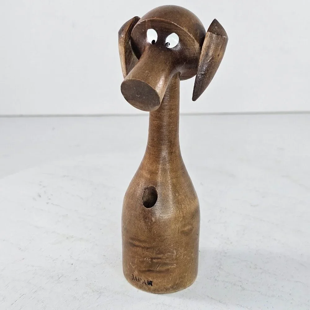 1964 Timber Line Woodcraft Wooden Puppy Dog Pen Pencil Holder Desk Figurine